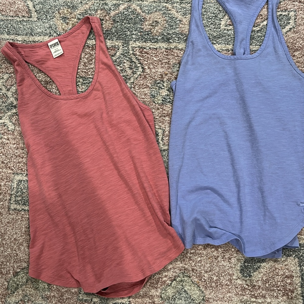 PINK Victoria's Secret Red and Blue Tank Tops
